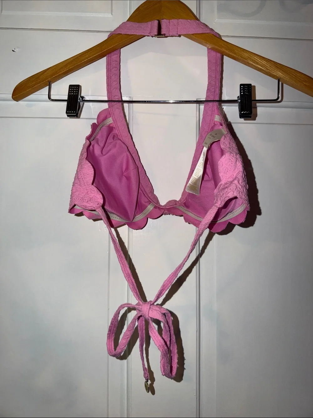 kate spade Pink Textured Scalloped Halter Bikini Top